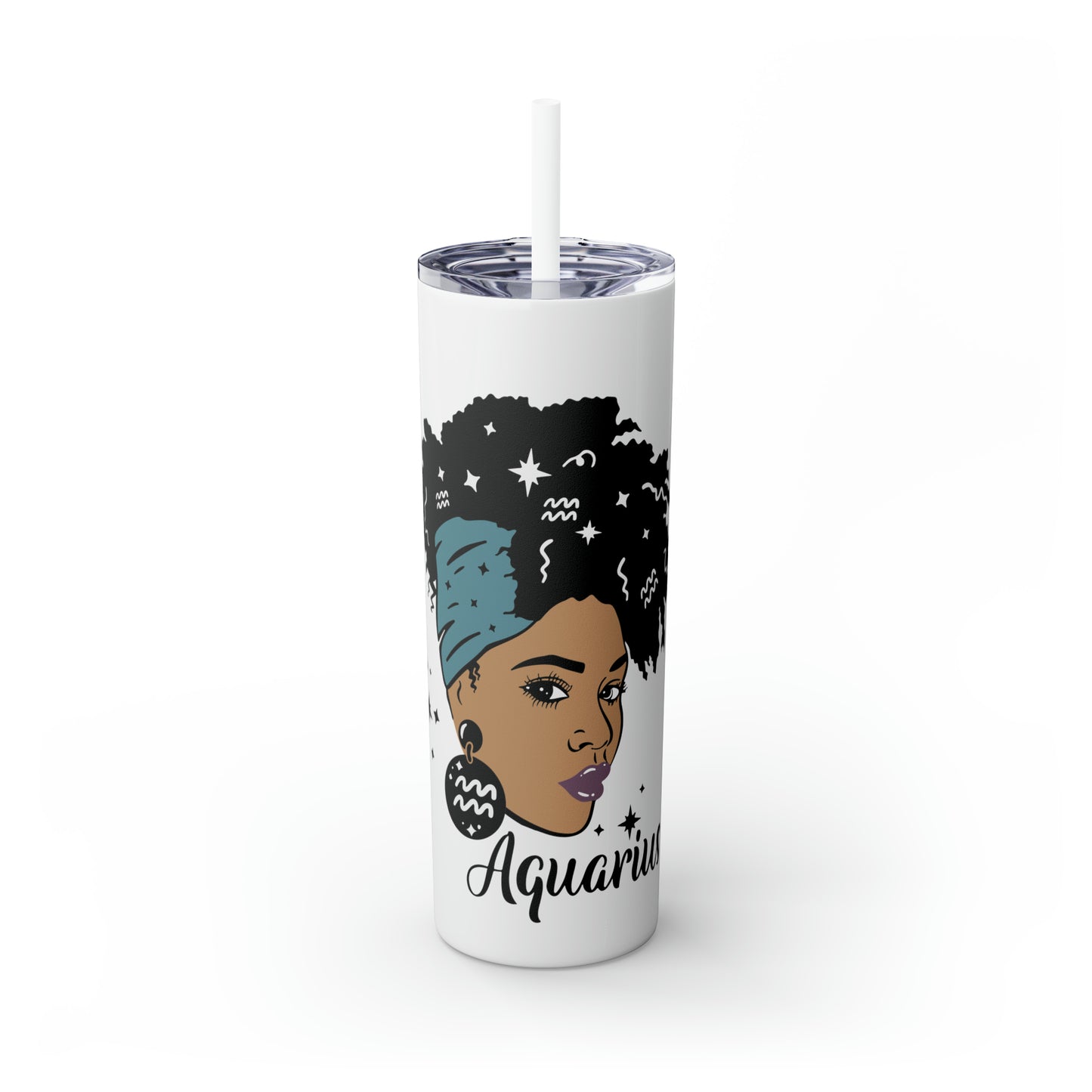 Aquarius Zodiac Tumbler with Straw, 20oz