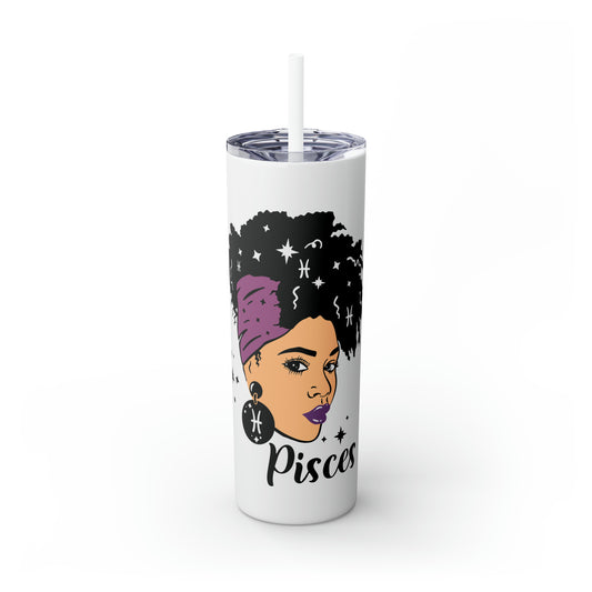 Pisces Zodiac Tumbler with Straw, 20oz